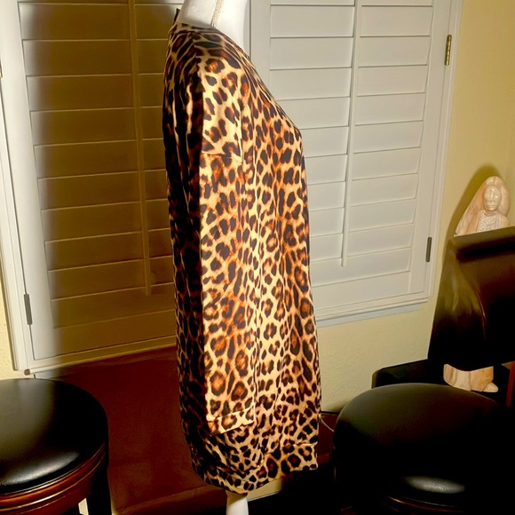 🐅🖤Coco & Shay Chita Print Long Sleeve Tunic Dress W/ Banded Hemline Size Large - Picture 2 of 5